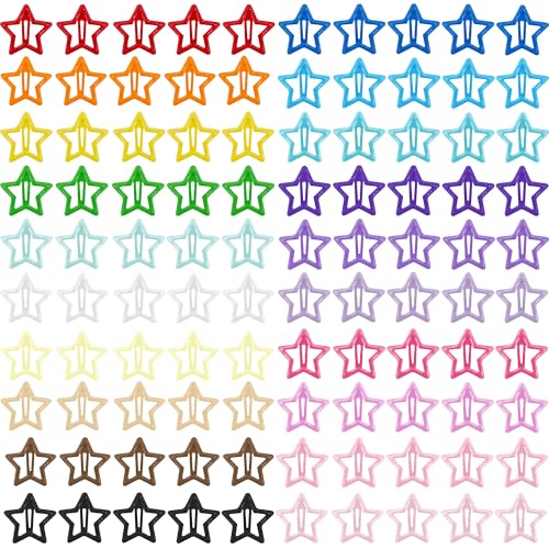 Star Hair Clips 100 Piece Set Metal Snap Barrettes 1.18"