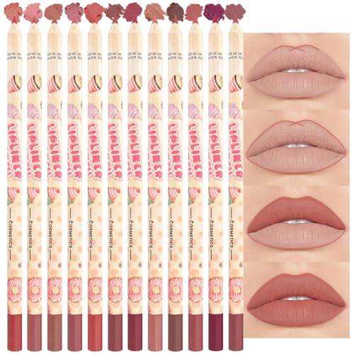 Matte Lip Liner Pencil Set, 8 Colors Waterproof Nude Brown Pink