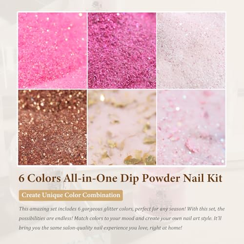 SUTOKAKA 6-Color Dip Powder Nail Kit - 19 Piece Manicure Starter Set