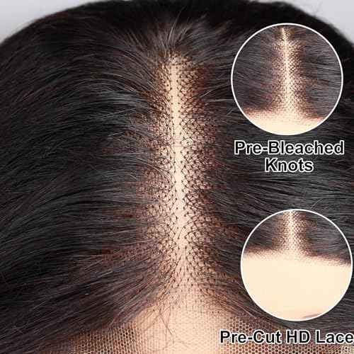 Loose Deep Wave 4X4 Lace Closure Wigs Human Hair Body Wave Curly Wear and Go Glueless Wig, 20 Inch Natural Black 4X4 HD Lace Front Pre Plucked Pre Cut Human Hair Wig with Baby Hair for Black Women