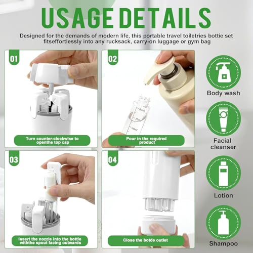 4-Pack 30ML Travel Bottles, Refillable Leak-Proof Dispensers