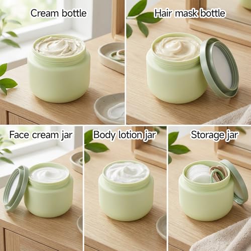Twisina 8oz Green Plastic Cosmetic Jars with Leak-Proof Lids - Body Butter & Skincare Storage