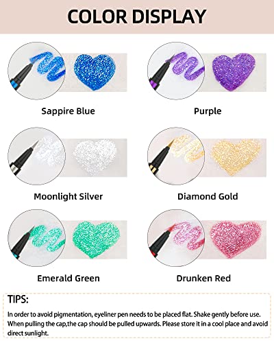 Glitter Liquid Eyeliner Pen - Waterproof Shimmer 24Hr Wear
