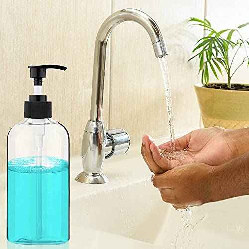 Empty Plastic Pump Bottles Dispenser 2 Pack 32oz/ 1 Liter Portable Clear BPA-Free Cylinder Shampoo Lotion Hand Pump Bottle Durable Refillable Containers (Clear, 32 Oz, 2 Pack)
