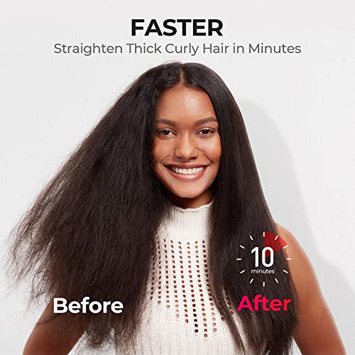 TYMO Ionic Hair Straightener Brush - 16 Temp Settings, Dual Voltage