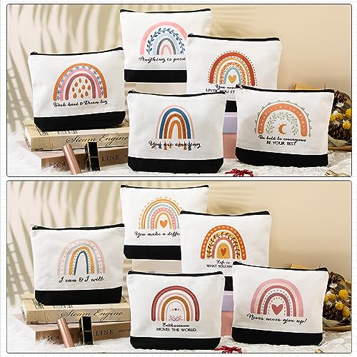 Sieral 30 Pcs Rainbow Canvas Makeup Bags Bulk Employee Appreciation Gifts Inspirational Womens History Month Cosmetic Bags Thank You Gift for Nurse Teacher Coworker Office Must Haves(Motivational)
