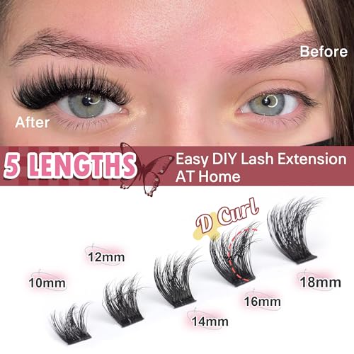 20D+40D+50D Lash Clusters 300pcs Cluster Eyelash Extensions C+D Mix Curl Individual Lashes Extension 8-16mm DIY Lash Extension Wispy False Eyelashes Clusters by TOOCHUNAG