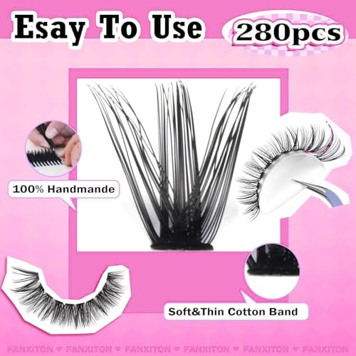 Cluster Lashes 280 pcs D Volume Eyelash Extensions 9-16mm