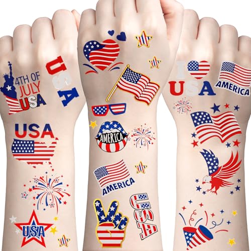 4th of July Temporary Tattoos - 36PC Patriotic Freckle Face Stickers