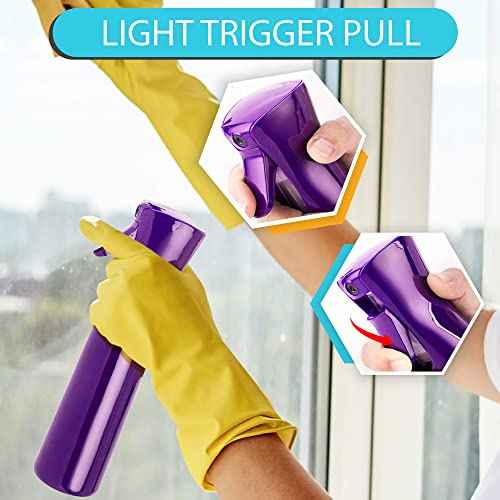 Hula Home Continuous Spray Bottle for Hair (10.1oz/300ml) Empty Ultra Fine Plastic Water Mist Sprayer ? For Hairstyling, Cleaning, Salons, Plants, Essential Oil Scents & More - Purple