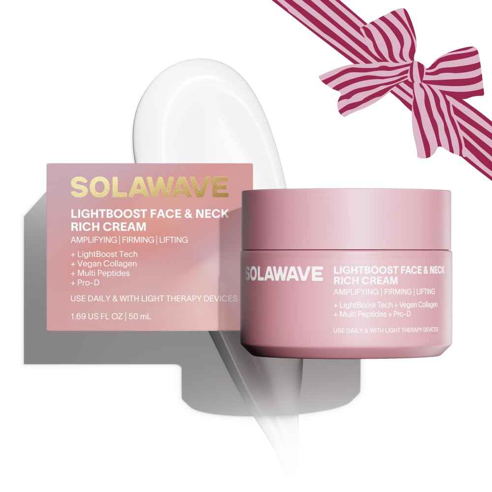 Solawave LightBoost Rich Cream for Face & Neck | Boosts Effects of Red Light Therapy | Daily Anti Aging & Skin Firming Moisturizer | Reduces Appearance of Fine Lines & Wrinkles, Increases Hydration