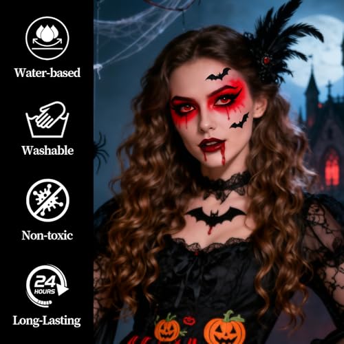 Halloween Makeup Kit for Shrek, Water-Based Non-Toxic Face Paint Set with Headband, Ogre Green Face Paint for Halloween Cosplay SFX Makeup, Costume Parties, Theatre,Stage Shows
