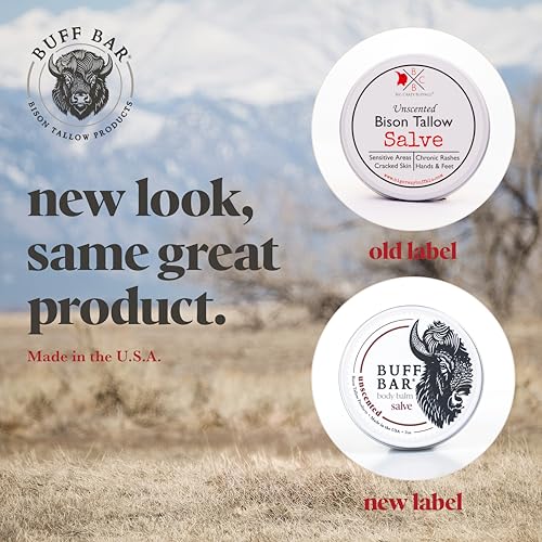 BUFF BAR Pure Bison Tallow Balm, Lavender Mint, 4 Pack - All Purpose, Hydrating, Naturally Derived, Mild Scent, Replaces Lotion, For Cracked, Dry, Itchy, Irritated Skin, Essential Oil