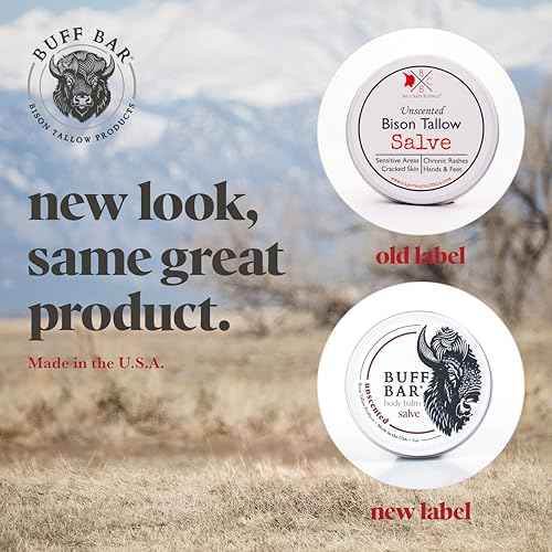 BUFF BAR Pure Bison Tallow Balm, Lavender Mint, 4 Pack - All Purpose, Hydrating, Naturally Derived, Mild Scent, Replaces Lotion, For Cracked, Dry, Itchy, Irritated Skin, Essential Oil