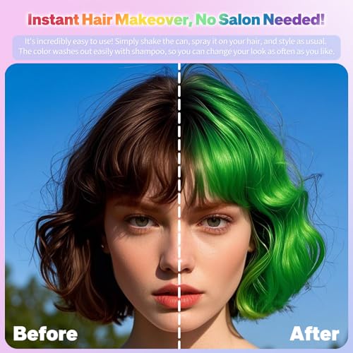 Green Temporary Hair Color Spray for Kids & Adults | Non-Sticky & Washable