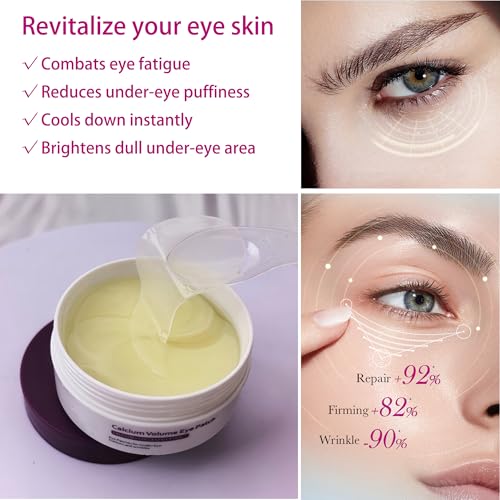 Calcium Volume Eye Patches, 30 Pairs Korean Hydrogel Under Masks,