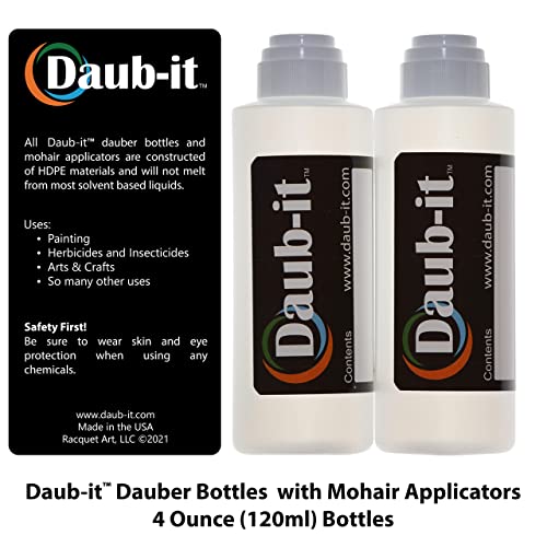 4 oz Empty Bottles with Mohair Dauber Applicators, 2-Pack