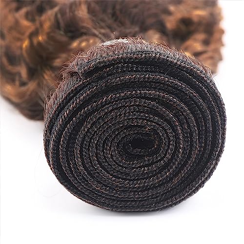 Freiuoke 300g Water Wave Human Hair Bundles - Brown Highlights 20-24 Inch