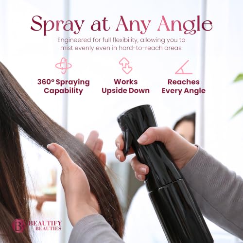 BeautifyBeauties Black 6.8 oz Continuous Spray Bottle for Hair & Styling