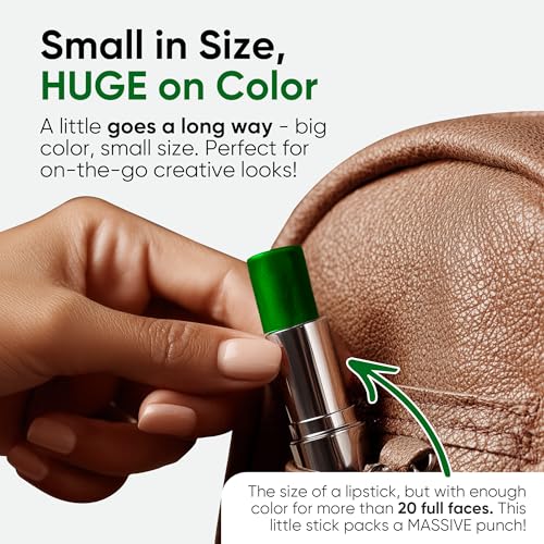 Green Face Paint Stick Waterproof Hypoallergenic Body & Eye Makeup for Cosplay, Sports