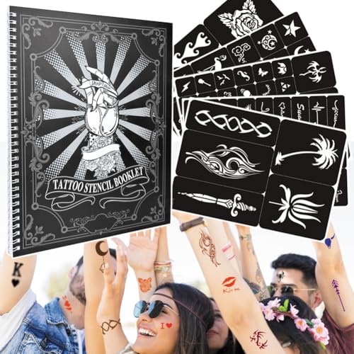 20 Sheet Glitter Tattoo Stencil Kit - Temporary Tattoo Templates