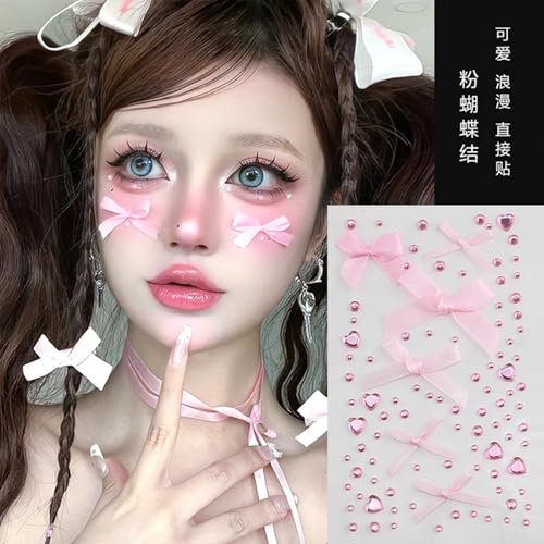 5D Face Gem Stickers - 5 Sheets Self-Adhesive Rhinestones