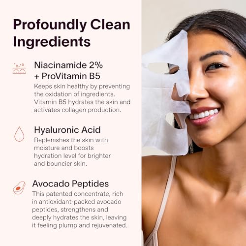 Solawave Hydrating Sheet Mask, Anti Aging Face Mask with Niacinamide, Hydrating Face Mask with Hyaluronic Acid, Moisturizing Face Masks (5 Pack)
