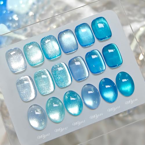 Born Pretty Deep Sea Blue Cat Magnetic Eye Gel Nail Polish Set – 6x7ml Glitter