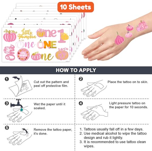 Little Pumpkin Temporary Tattoos 10 Sheets 100 PCS Fall