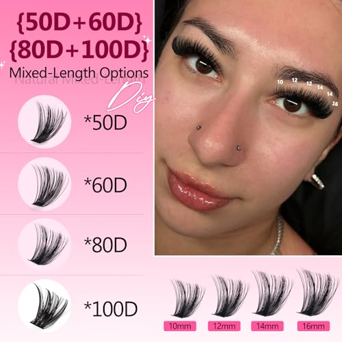 640Pc DIY Lash Extension Kit - 50D 100D Clusters, Bond & Seal