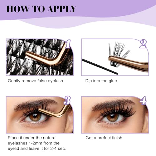 B&Qaugen Manga Lash Clusters DIY Individual Lashes 50D-D-12 300 PCS False Eyelash Cluster Manga Cluster 30D 40D 50D D Curl Eyelash Extensions at Home (50D-D-12)