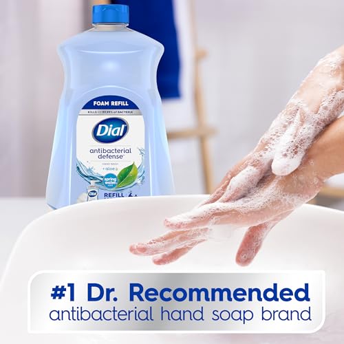 Dial Antibacterial Foaming Hand Soap Refill, Spring Water, 52 fl oz & Antibacterial Foaming Hand Wash, Spring Water, 7.5 fl oz (Pack of 6)