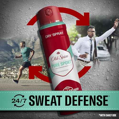 Old Spice Dry Spray Antiperspirant Deodorant for Men, High Endurance, 24/7 Sweat Defense & Odor Protection, 24/7 Freshness & Lasting Scent, Pure Sport Scent, 4.3 oz (Pack of 3)