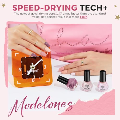 modelones 12-Color Nude Pink Nail Polish Set - Mellow Peach Pink Variant, Quick Dry