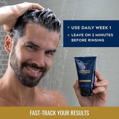 Just for Men Control GX + THK Thickening Shampoo with Grey Reduction, Shampoo for Thinning Hair with Alpha Keratin, Thickens Hair Up to 20%, Works with Every Hair Texture, 4 oz