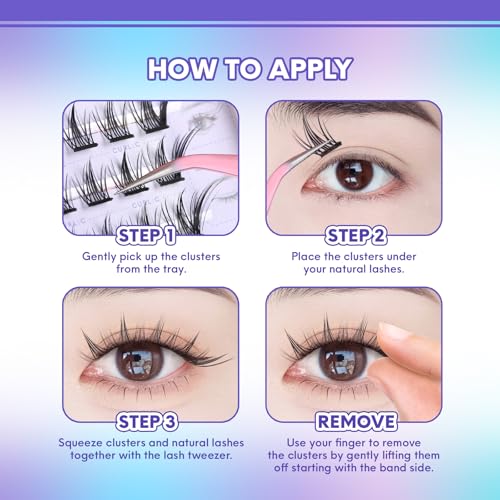 Self-Adhesive Lash Clusters - Pre-Glued DIY Eyelash Extensions 56pc