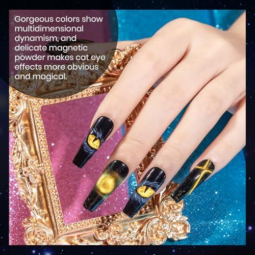 MIZHSE Silky 8 Colors 9D Cat Eye Gel Nail Polish Kit with Magnetic Stick