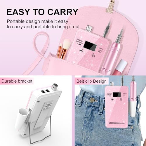 Portable Electric Nail Drill Kit - 30000 RPM Rechargeable E-File with 11 Bits