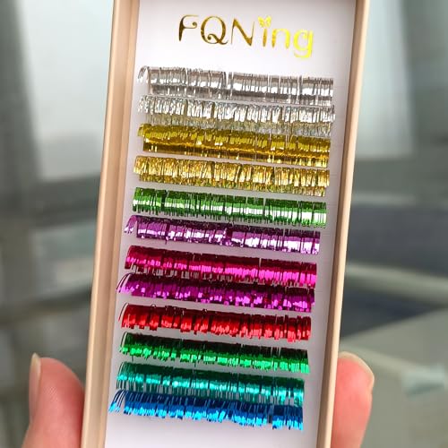 12 Colors Tinsel Lash Extensions 15mm D Curl Holographic
