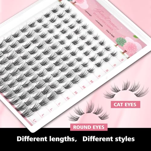 DIY Lash Clusters, Individual Lashes Extensions Wispy Cluster Lashes 8-16mm Mix Lengths C Curl 0.07mm Thickness Eyelash Clusters Home Use False Eyelashes Apply Under Your Lashes