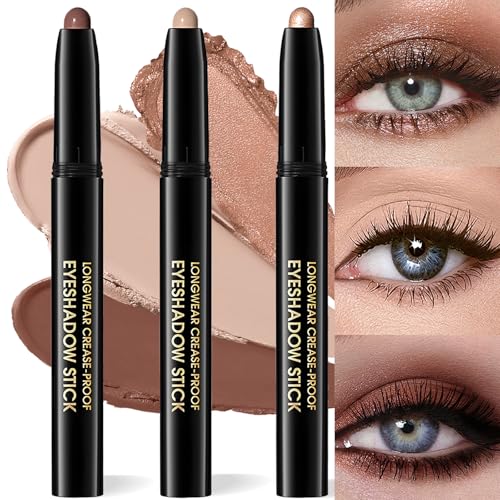Cream Eyeshadow Sticks Set - 3 Piece Pigmented Matte & Shimmer