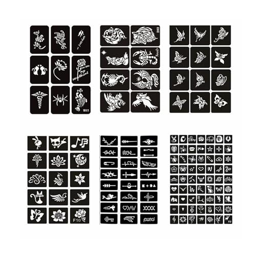 DOWEI Temporary Tattoo Stencil Kit - 10 Markers + 131 Stencils