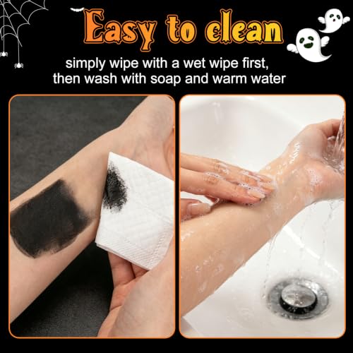 Black & White Halloween Makeup Kit - Face Paint, Lipstick & Setting Powder