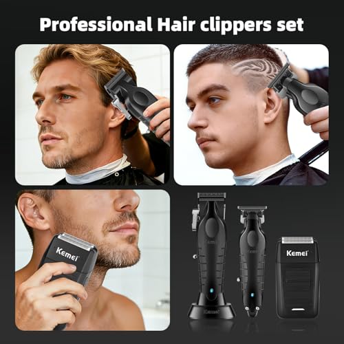 KEMEI Professional Cordless Hair Clipper & Beard Trimmer Set