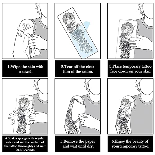 Temporary Tattoo Sleeves Full Arm - 12 Sheet Pack