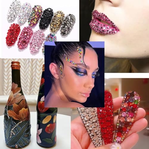 Self-Adhesive Face Gems & Rhinestones - 1041pcs (3-6mm)