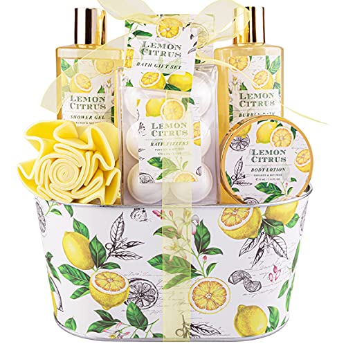Lemon Citrus Spa Bath Gift Set for Women – 8 Pcs