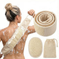 Natural Loofah Back Scrubber for Shower, Back Loofah for Women and Men, Exfoliating Loofah Sponge with Soap Bag, 3-pcs