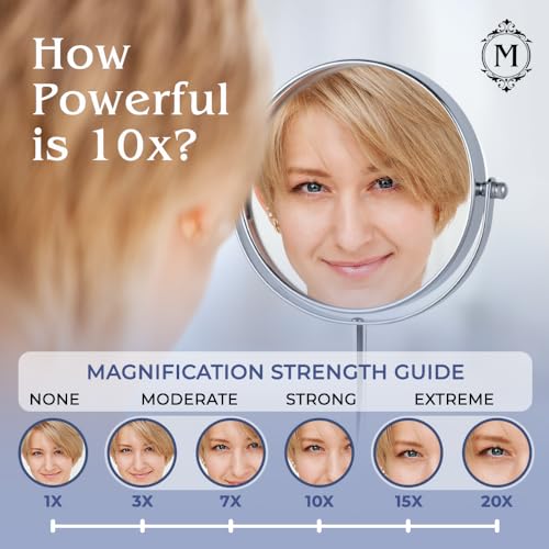 Mirrorvana 10X Magnifying Makeup Mirror - Chrome Tabletop Stand