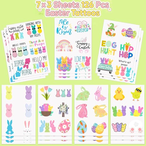 Easter Temporary Tattoos 126 Pcs - Kids & Adults Party Favors